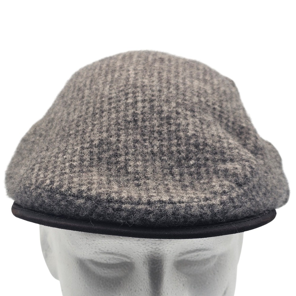 Vtg Polo Ralph Lauren Wool Blend Flat Cap Gray Houndstooth Driver Hat Ivy Tweed